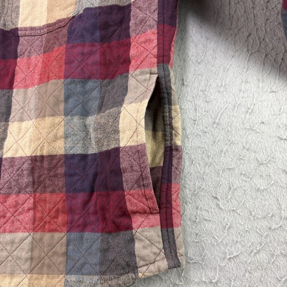 Eddie Bauer Flannel Shirt Mens Large Red‎ Plaid Quilted Shacket Outdoor Lined - Picture 13 of 14